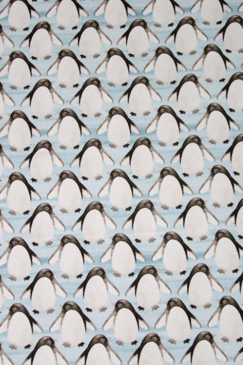 Stoff Sweat Polar Pingu hellblau