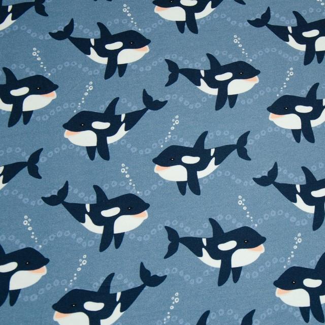 Stoff Sweat Orca, blau