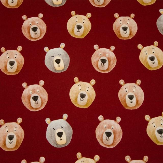 Stoff Sweat New Bear, bordeaux