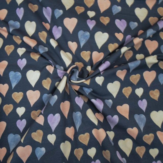 Stoff French Terry Love Hearts - 0