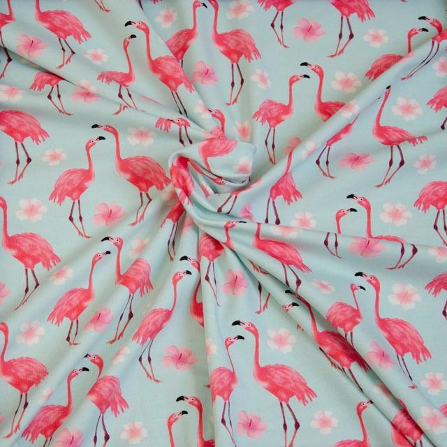 Stoff Jersey, Tropical Flamingo - 0