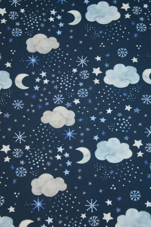 Stoff Jersey, Pingu Night blau