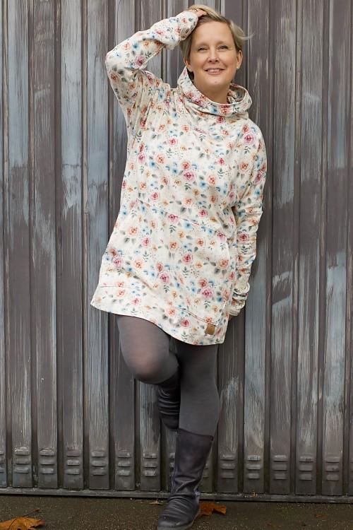 Stoff Sweat Cute Roses, Beige