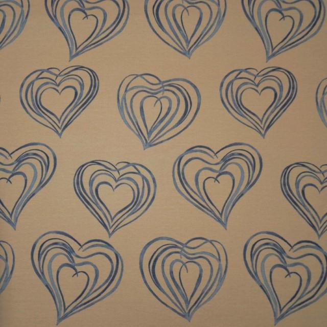 Stoff Sweat Love Heart braun