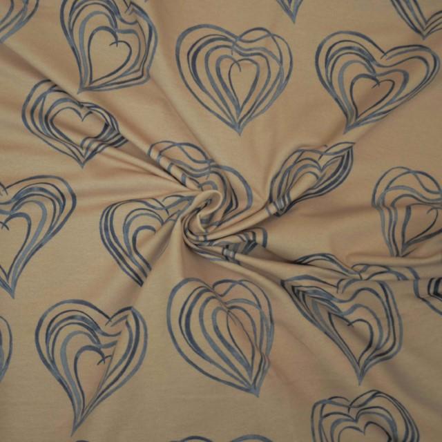 Stoff Sweat Love Heart braun - 0