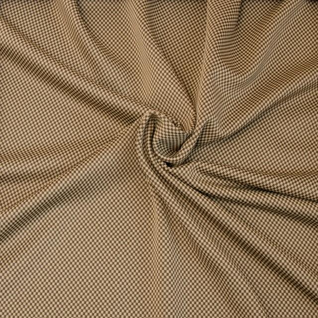 Stoff Jersey, Schachbrettmuster braun/beige