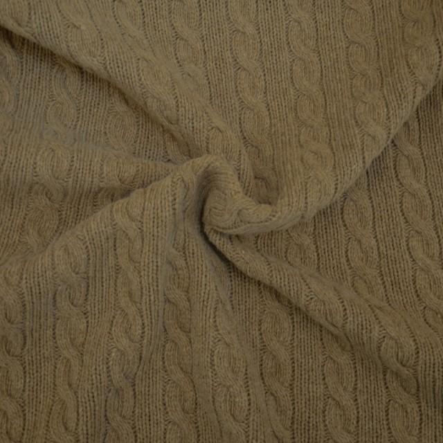 Stoff Wollstrick Zopfmuster beige - 2