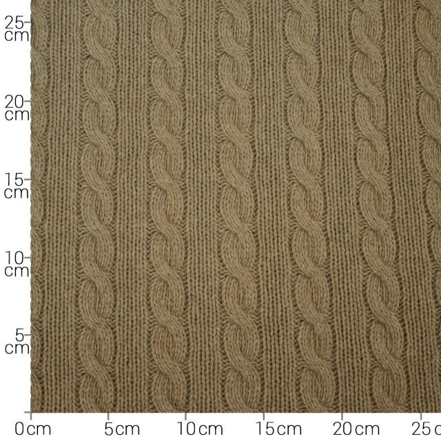 Stoff Wollstrick Zopfmuster beige - 0