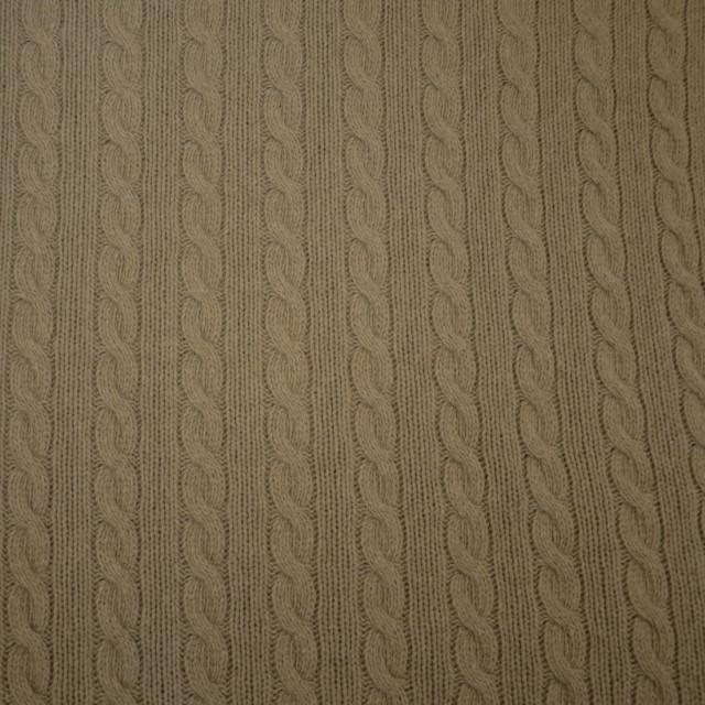 Stoff Wollstrick Zopfmuster beige