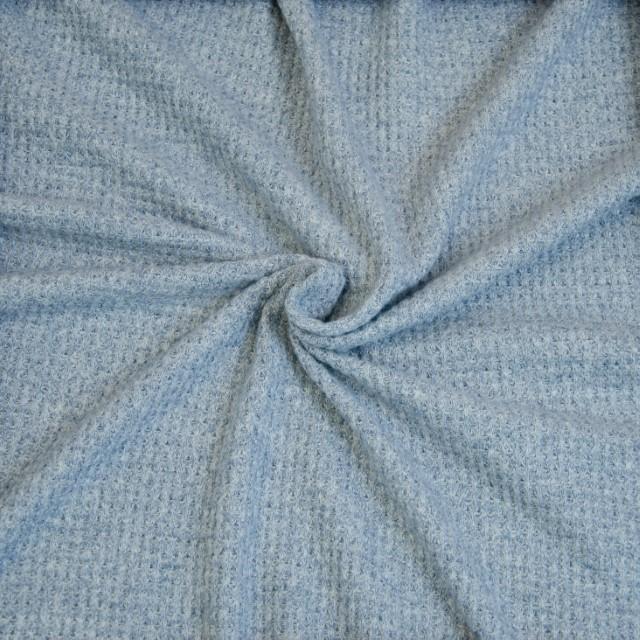 Stoff Strick, Soft waffle blau meliert