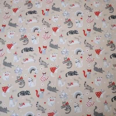 Stoff Baumwolle Pascha Katzen grau
