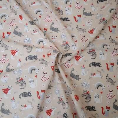 Stoff Baumwolle Pascha Katzen grau - 0