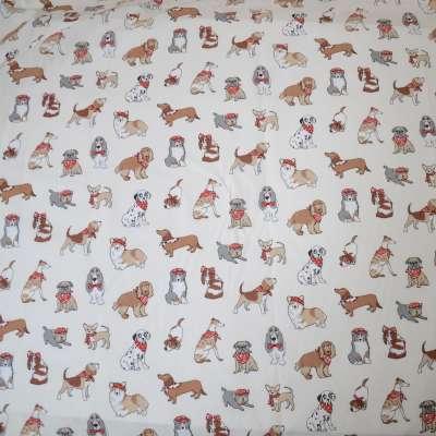 Stoff Baumwolle Bill Hunde beige