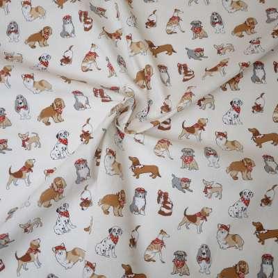 Stoff Baumwolle Bill Hunde beige - 0