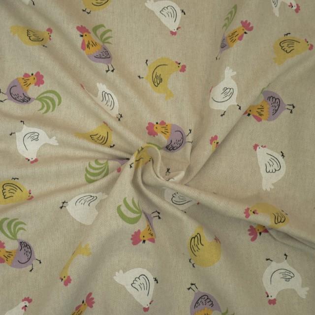 Stoff Canvas Hühner natur - 0