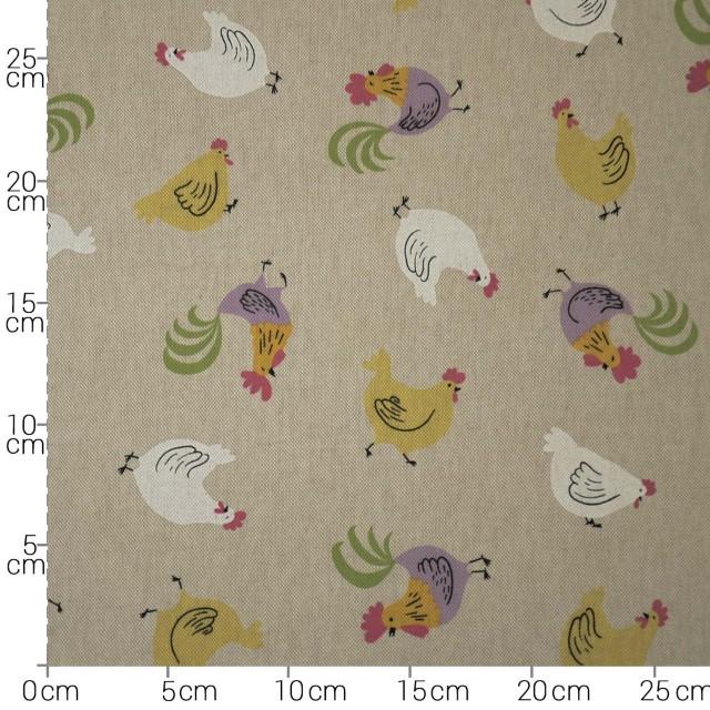 Stoff Canvas Hühner natur - 1