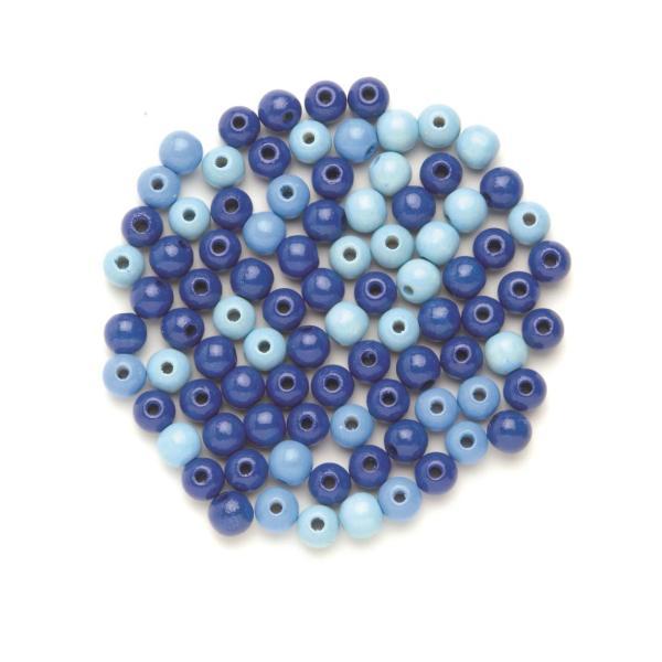 Holzperle 4mm 155 Stück blau-mix