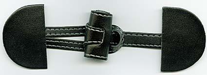 KNEBELVESCHLUSS, DUFFLECOATVERSCHLUSS, KUNSTLEDER 14 X 14.5 cm SCHWARZ