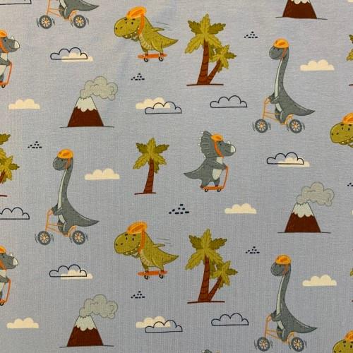 Stoff Baumwolle Jersey Dinos on Scooters