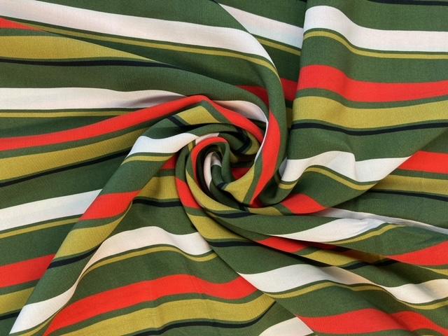 Stoff Viskose Tarik gestreift grün - 0