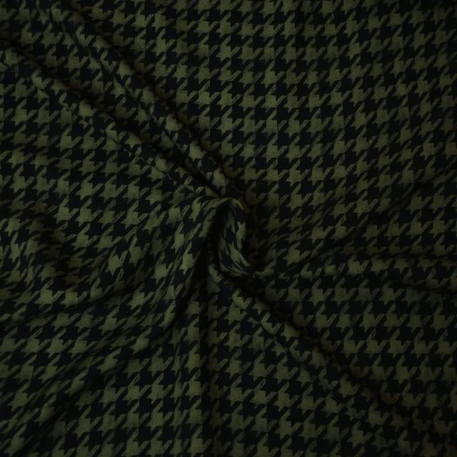 Stoff Viskose Pied de poule grün - 0