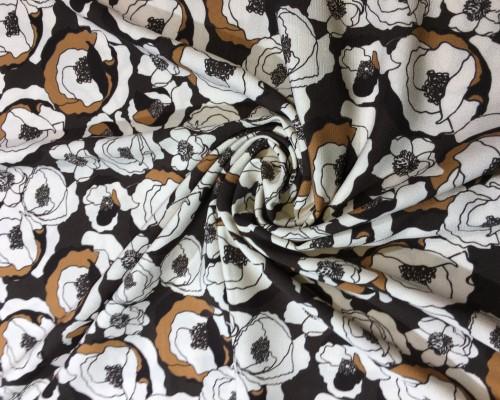 Stoff Viskose-Crêpe Pinar, Braun/Beige/Ocker - 0