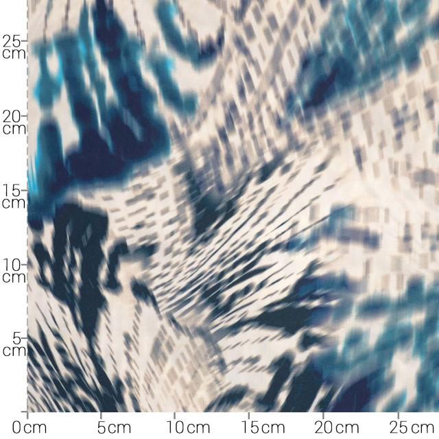 Stoff Viskose Smeralda blau/weiss - 1