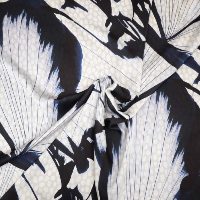 Stoff Polyester Doubleface Umbria navy/weiss - 1