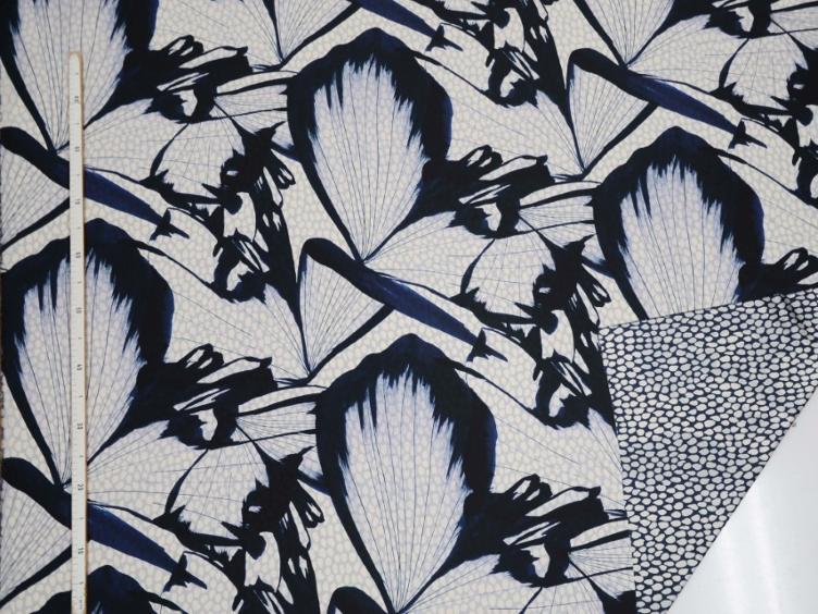 Stoff Polyester Doubleface Umbria navy/weiss