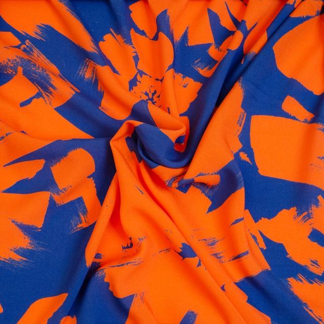 Stoff Viskose Holly blau/orange