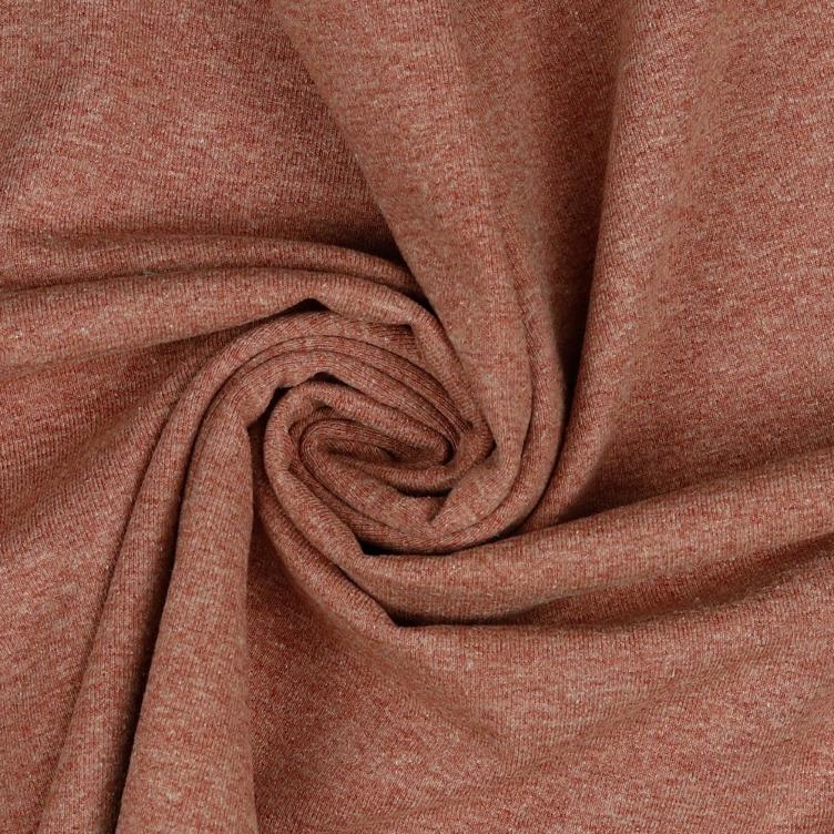 Stoff Baumwoll-Jersey, Melange Henna rot