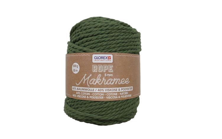 Makramee Rope, 5mm/500gr, gedreht, Grün