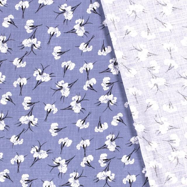 Stoff Viskose Stretch Blumen, hellblau