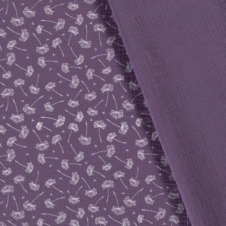 Stoff Baby Musseline Pusteblume, Flieder