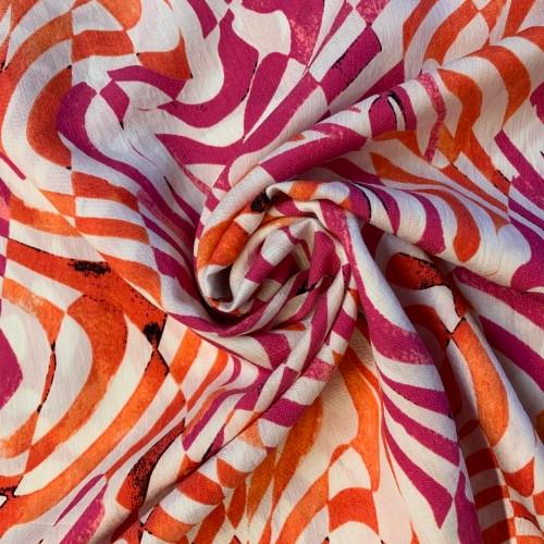 Stoff Viskose Streifen, pink/orange - 1