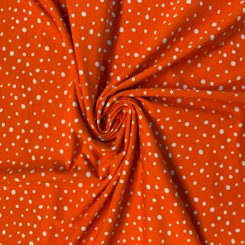 Stoff Jersey Baumwolle Punkte, orange - 1