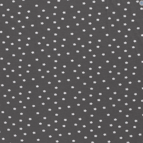 Stoff Jersey Baumwolle Blümchen, grau