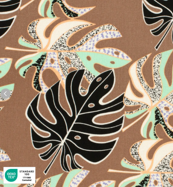 Stoff Viskose /Leinen Monstera