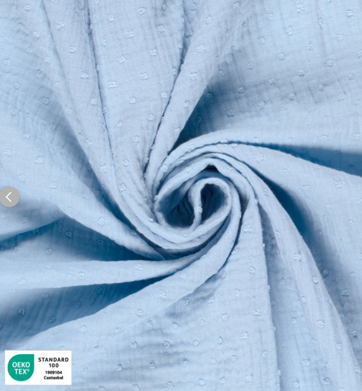Stoff Musselin Points Baby Blue