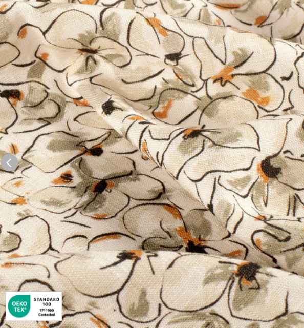 Stoff Viskose/Leinen Blumen