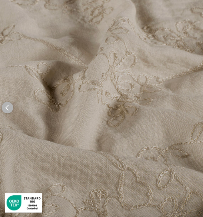 Stoff Polyester/Viskose bestickt beige