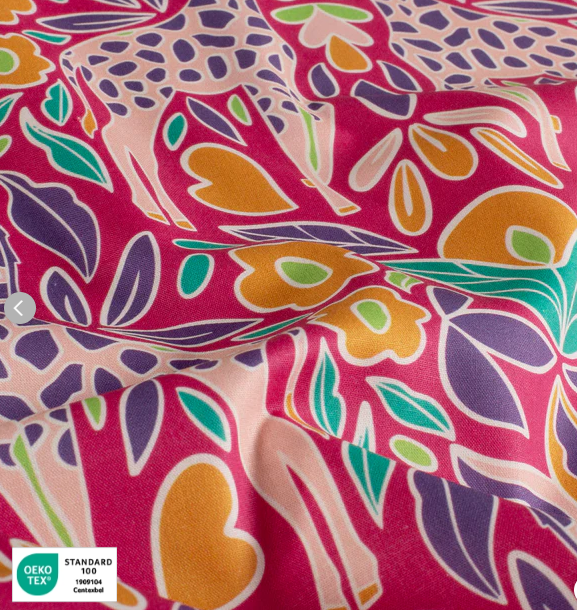 Stoff Baumwolle Giraffe Pink