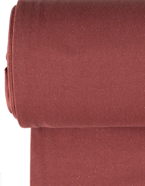 Stoff Bündchen Glitzer dunkelrot