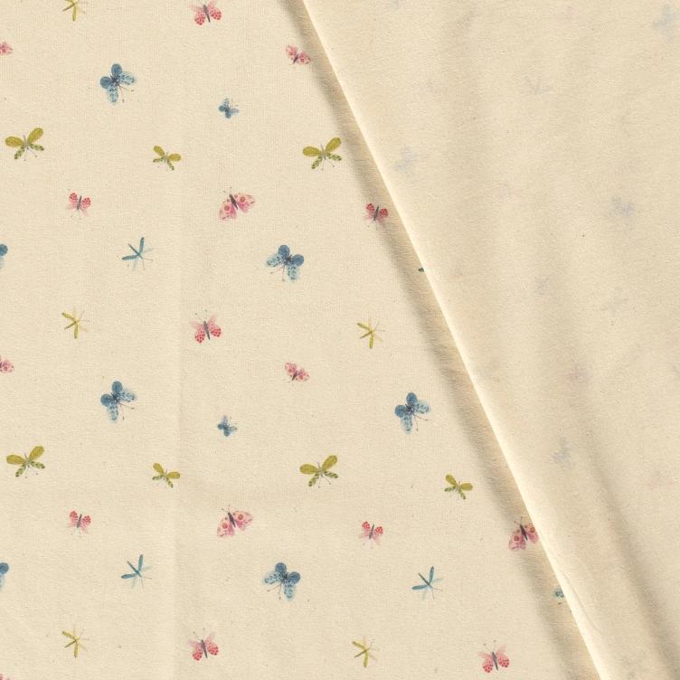 Stoff Jersey, Schmetterlingentraum beige