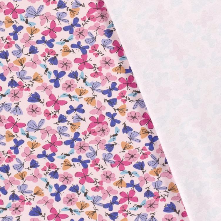 Stoff Jersey Schmetterlinge pink