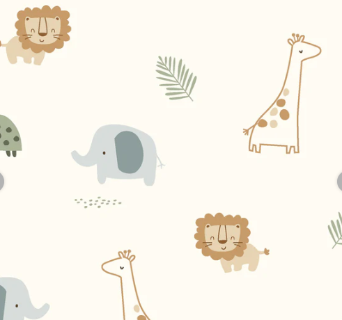 Stoff Baumwolle Zoo beige