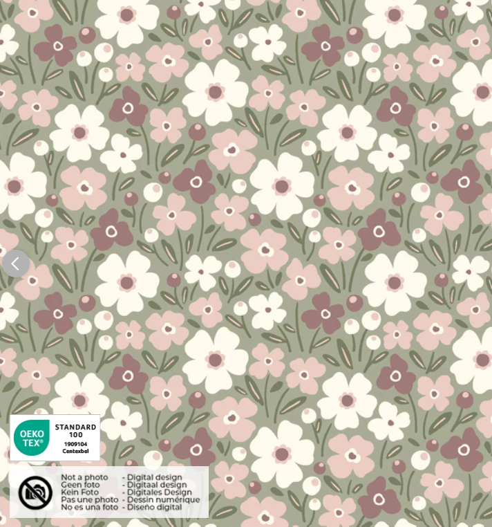 Stoff Baumwolle Blümchen grün/rosa