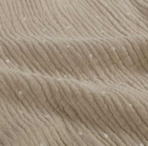 Stoff Musselin Punkte beige