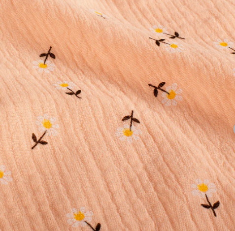 Stoff Musselin Margeriten lachs