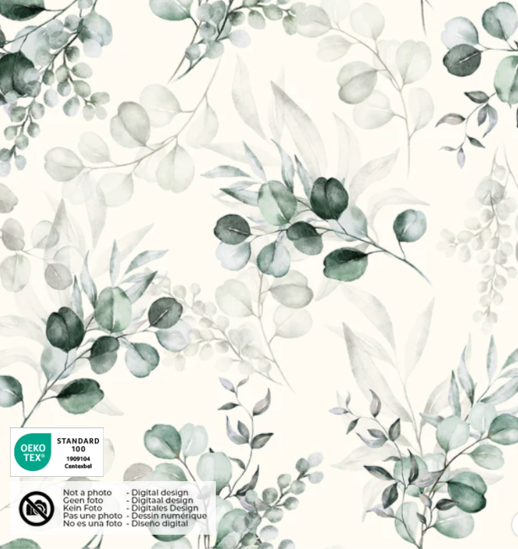 Stoff Ripp Jersey Eukalyptus weiss/mint